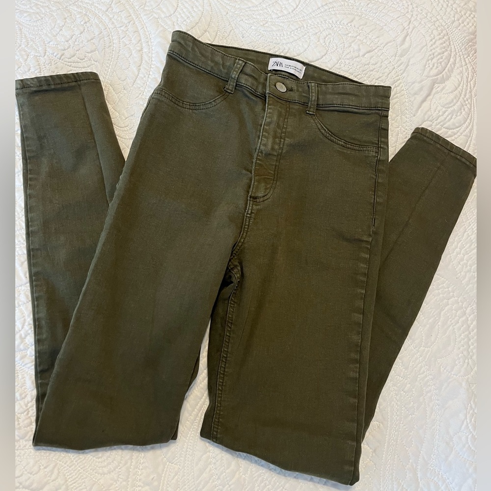 Zara army green skinny jeans